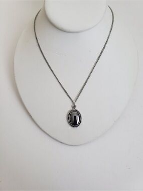 Sarah Coventry Faux Hematite Pendant Necklace: Silver Tone